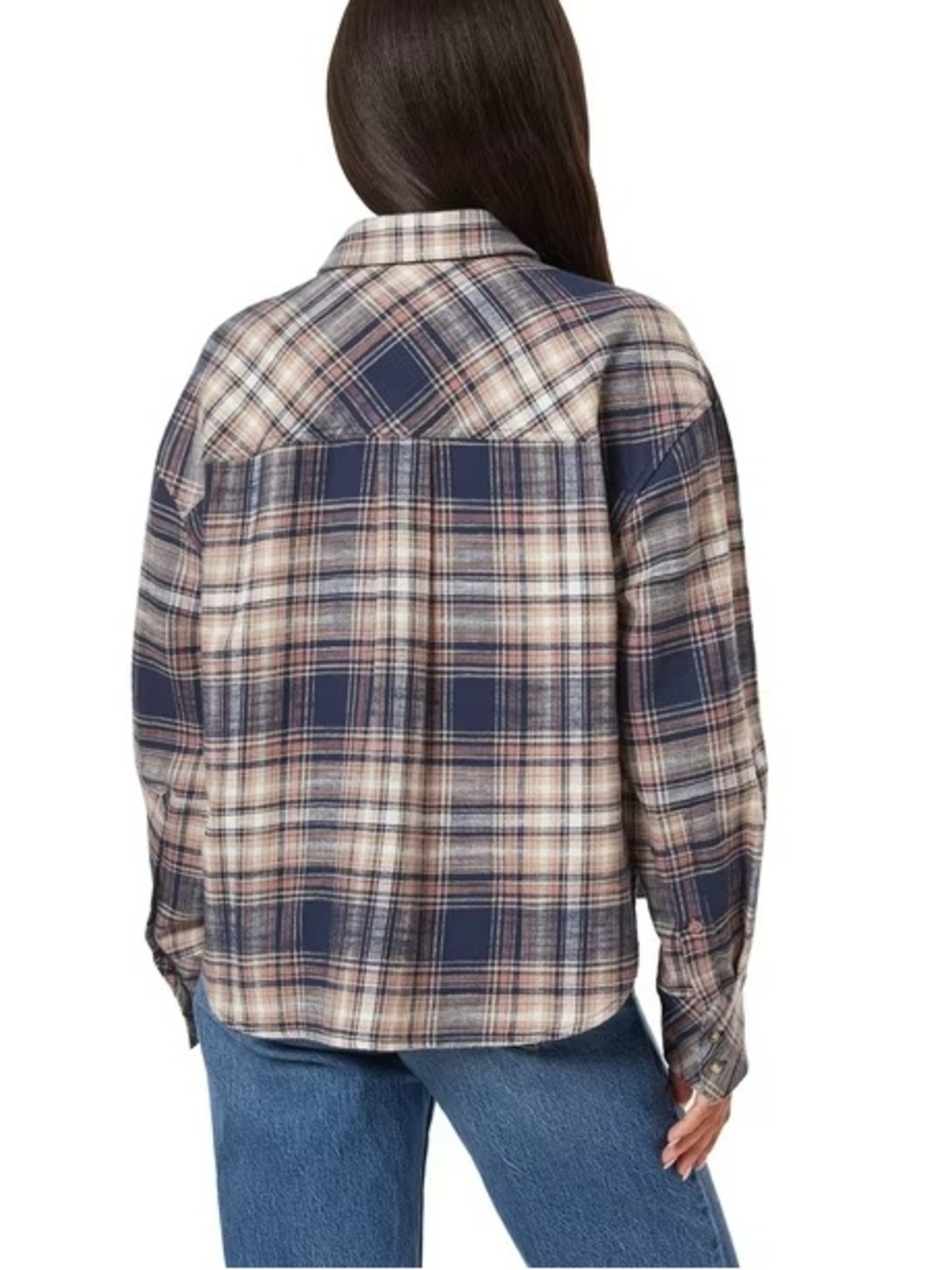 Scotch & Soda Cropped Plaid Button Down Flannel Collared Shirt Size Large - Picture 2 of 12